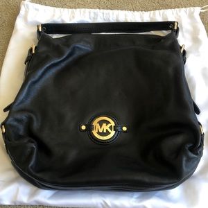 Michael Kors black leather tote purse shoulder bag